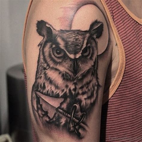 40 Speechless Owl Tattoo On Shoulder