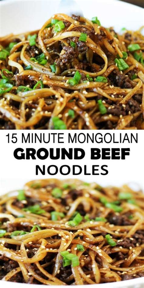 Beef stir fry with ginger and scallion: Mongolian Ground Beef Noodles - Richflavour.com
