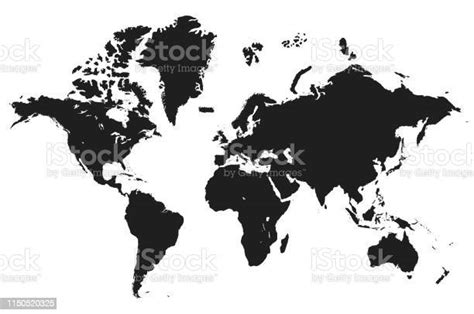 Black World Map Background Worldmap Stencil On White Backdrop Stock