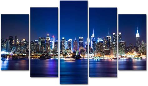 Derkymo New York City Canvas Wall Art Manhattan Skyline