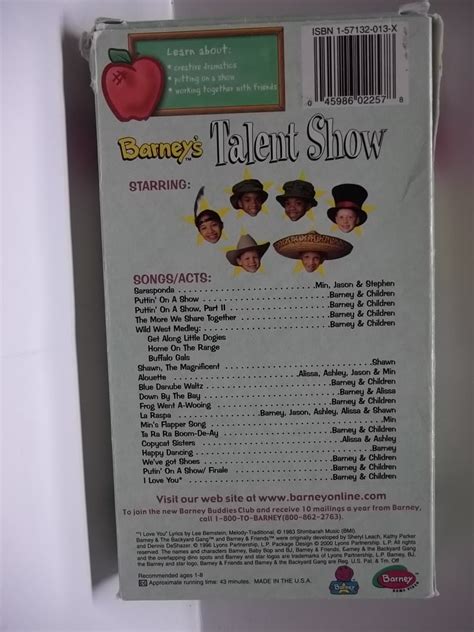 Barney Talent Show Used VHS 2257 Closed Captioned Preston S Used Items