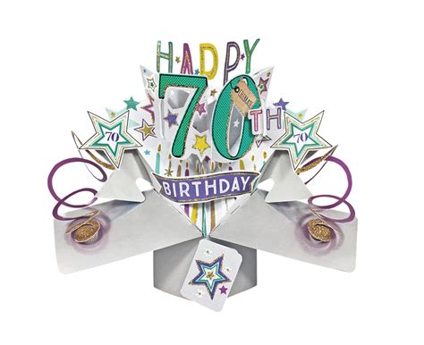 Happy 70th Birthday Pop-Up Greeting Card Original Second Nature 3D Pop png image