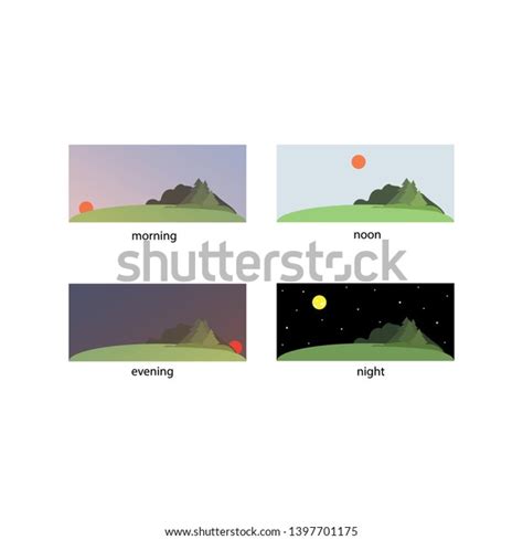Visualization Various Times Day Morning Noon Image Vectorielle De