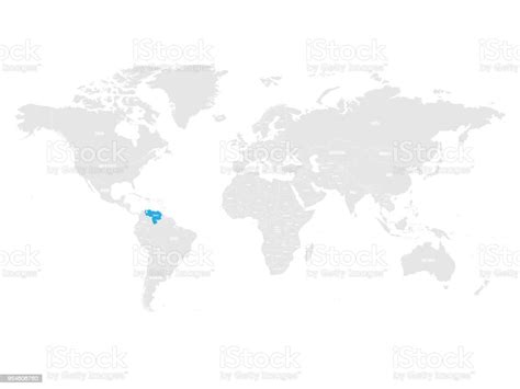 Vetores De Venezuela Marcado Pelo Azul No Mapa Político Do Mundo