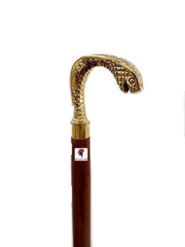 Brass Handle 374 Sticks In Natural Wood Elegant Walking Cane Medieval