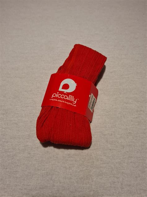 Girls 0 12 Piccalilly Red Cable Organic Cotton Tights Lotsalove