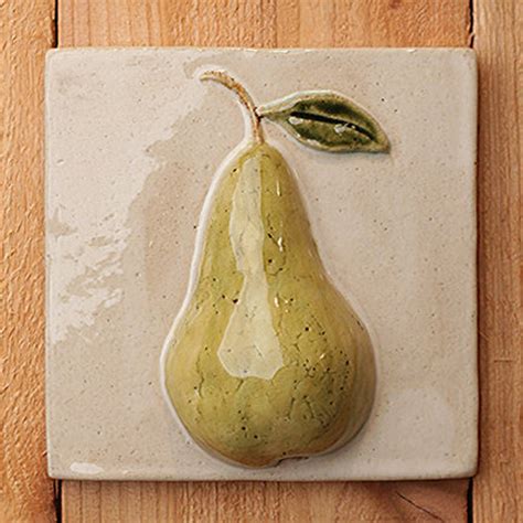 Handmade 6x6 Ceramic Pear Tile Comes With A Hanger Or For Tile Etsy