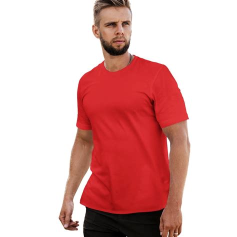 Cotton Half Sleeve Mens Round Neck Plain Red T Shirt Size S Xxl At Rs