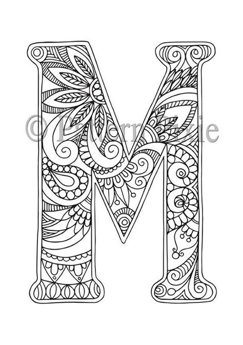 Cute monster alphabet coloring pages letter g. Adult Colouring Page Alphabet Letter "M" | Coloring ...