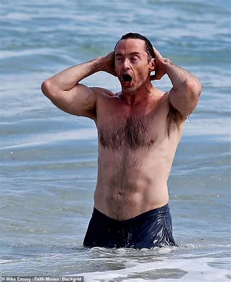 Hugh Jackman 50 Shows Off His Ripped Physique As He Goes Shirtless At The Beach In Perth