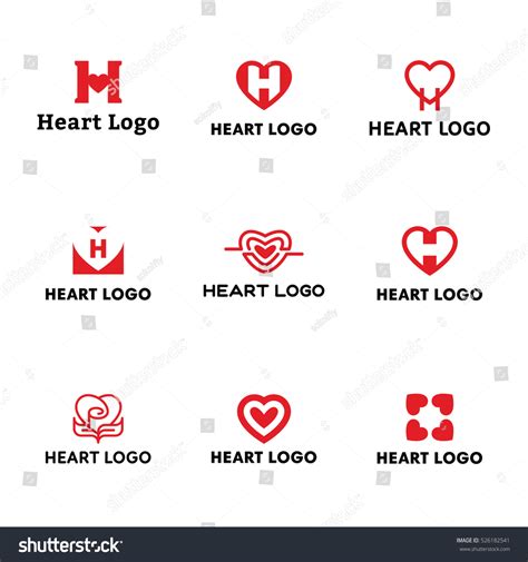 Heart Logo Vector Icon Set Red Stock Vector Royalty Free 526182541