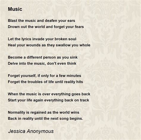 Music Poem By Jessica Anonymous Poem Hunter