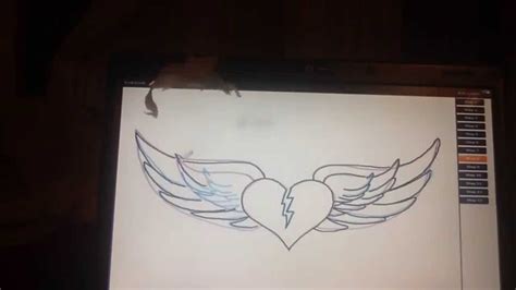 Heart with wings pierced by dagger and ribbon with place for your text. How to draw a broken heart with wings - YouTube