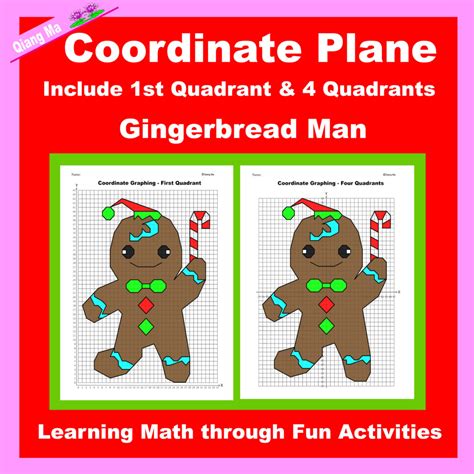 Christmas Coordinate Plane Graphing Picture Gingerbread Man Made By