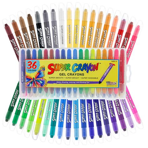 U.S. Art Supply Super Crayons Set of 36 Colors - Smooth Easy Glide Gel ...