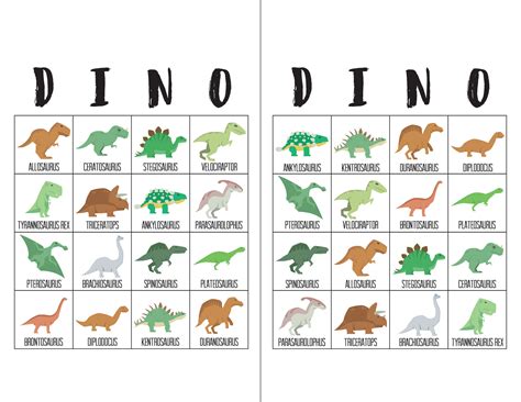 Click here for download instructions. Dinosaur Bingo Cards - The Okie Home