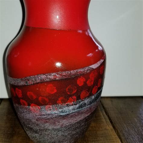 Hand Painted Red And Black Modern Vase Holiday Vase Modern Vase Vase Etsy