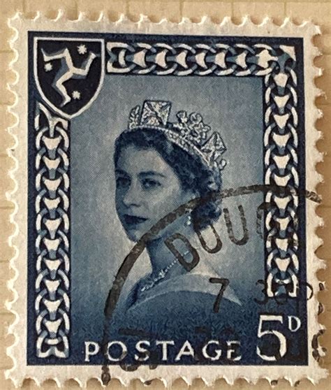Great Britain 1968 Queen Elizabeth Ii Isle Of Man 5d Royal Blue Used