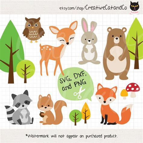 Woodland Animals Svg Dxf Clipart Forest Animals Bear Deer Etsy