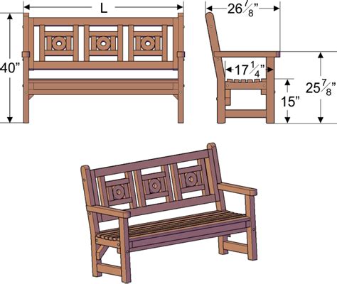 Two(2) detailed plans showing seating layout. Outdoor Wooden Bench with Design for Garden Seating