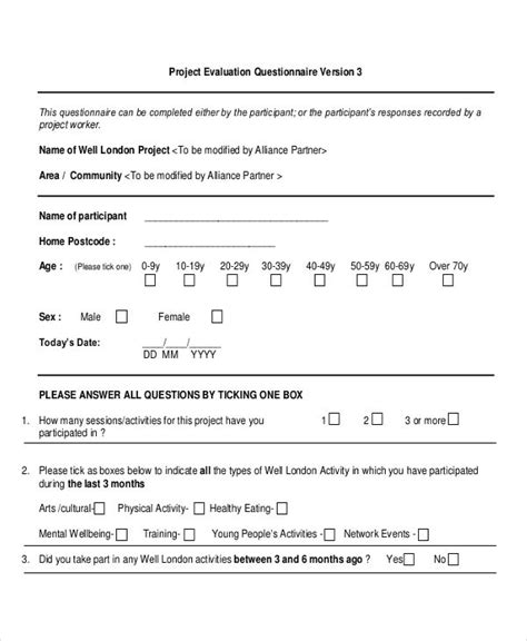 Evaluation Questionnaire 10 Examples Format How To Write Pdf
