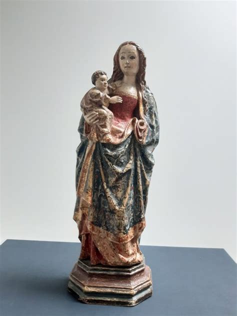 Vierge Et Lenfant Poupée De Malines Bois Polychrome Catawiki