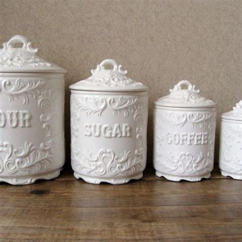 White Kitchen Canister Sets Ceramic Ceramic Kitchen Canisters