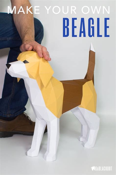 Beagle Papercraft Template Papercraft Dog Diy Beagle Etsy Uk