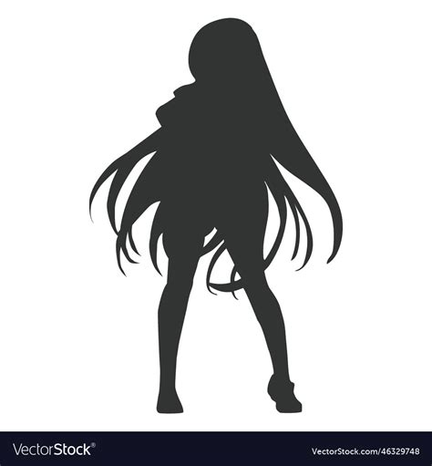 Anime Girl Long Hair Silhouette Royalty Free Vector Image