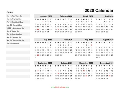 Free Printable 2020 Calendars With Holidays Pleasant To My Blog Site In