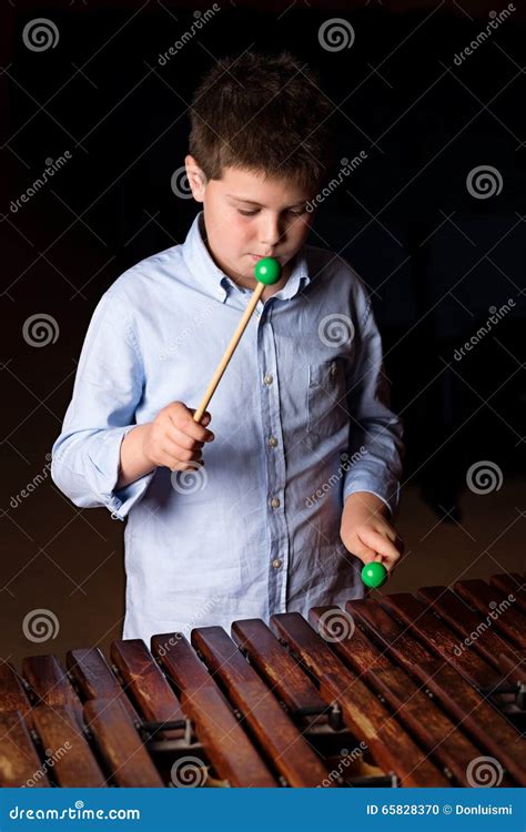 Boy Playing On Xylophone Stock Photo Image Of Vibes 65828370