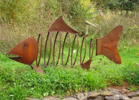 Weathered Metal Fish Sculpture