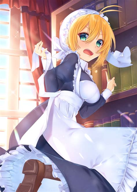 Ayamori Mimi Tsurumaki Maki Voiceroid Absurdres Highres 1girl Antenna Hair Apron Blonde