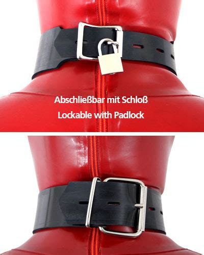 heavy rubber bondage collar with d ring also as lockable hautengshop