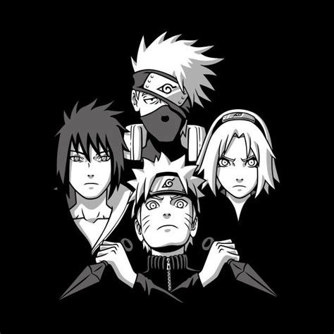 Image result for naruto team 7 black and white | Naruto team 7, Naruto