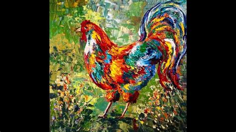 Palette Knife Rooster Step By Step Pawgustart Painting 60 Minutes