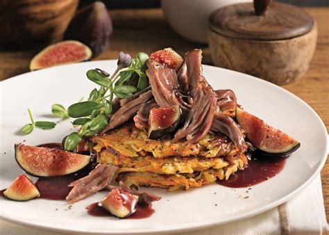 Canard confit sur rösti sauce aux figues
