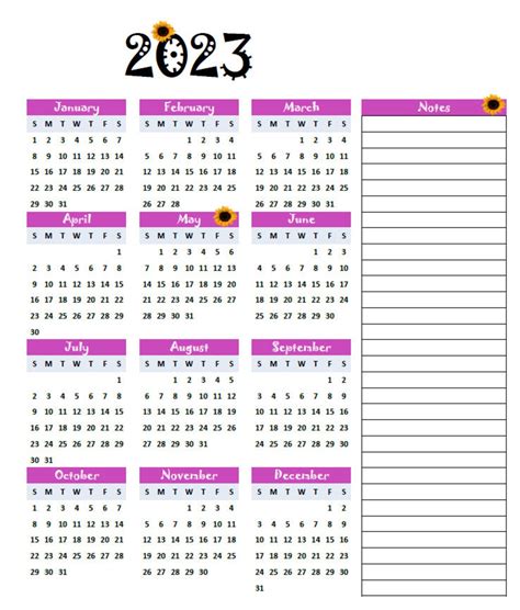 2022 2023 Printable Calendar Year At A Glance Yearly Etsy