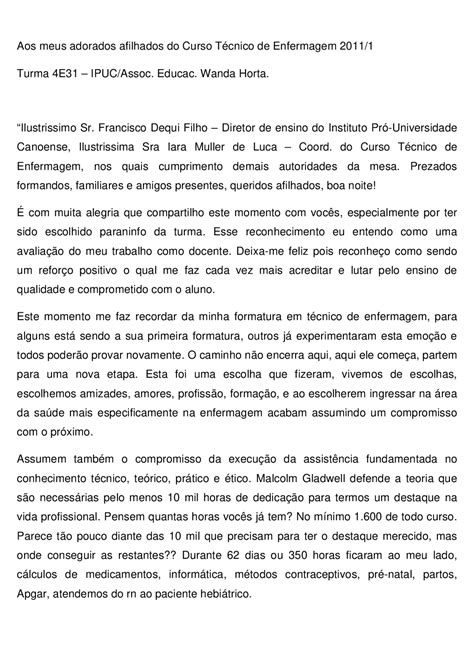 Discurso De Formatura Enfermagem