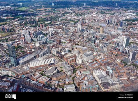 An Aerial View Of Manchester City Centre North West England Stock