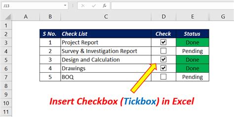 Adding A Checkbox In Excel