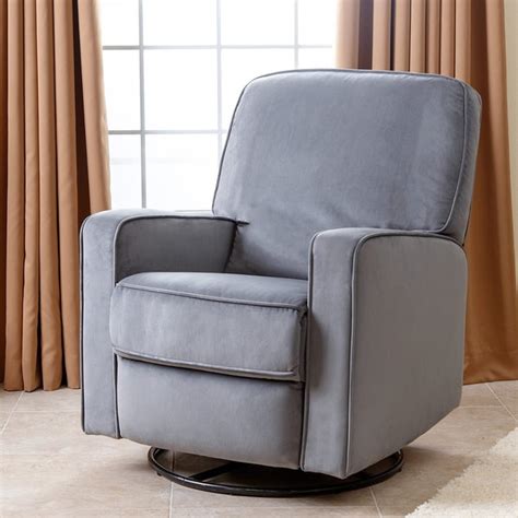 Abbyson Living Bella Steel Grey Fabric Swivel Glider Recliner Chair