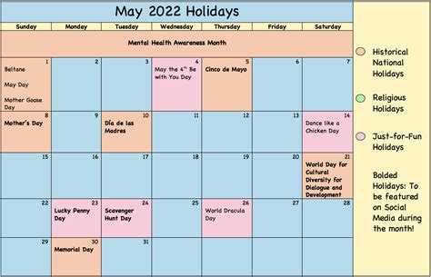 May Holiday Calendar Misshumblebees Blog