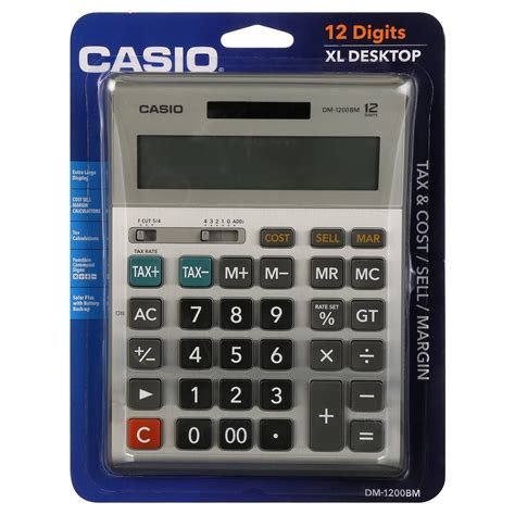 Casio Dm 1200bm Desktop Calculator 12 Digit Extra Large Display Gray