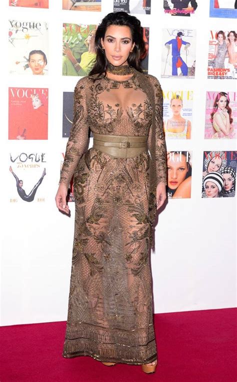 Kim Kardashian Goes Sheer In Naked Dress At Vogues 100 Gala E