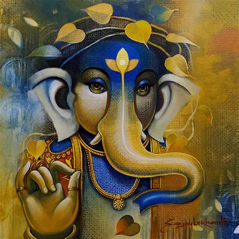 Buy Ganesha 2 Painting With Acrylic On Canvas By Sanjay Lokhande