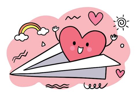 Dibujar A Mano Dibujos Animados Lindo Día De San Valentín Corazón En