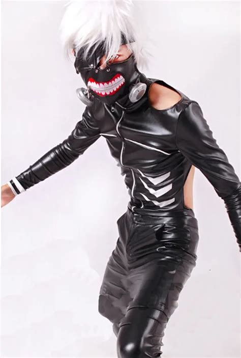 Tokyo Ghouls II Ken Kaneki Cosplay Costume Leather Suit Hooded Coat