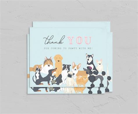 Puppy Party A2 Thank You Card Dog Thank You Card Etsy