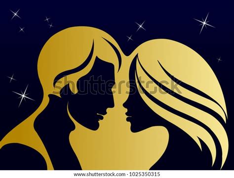Man Woman Kissing Moonlight Lovers Vector Stock Vector Royalty Free